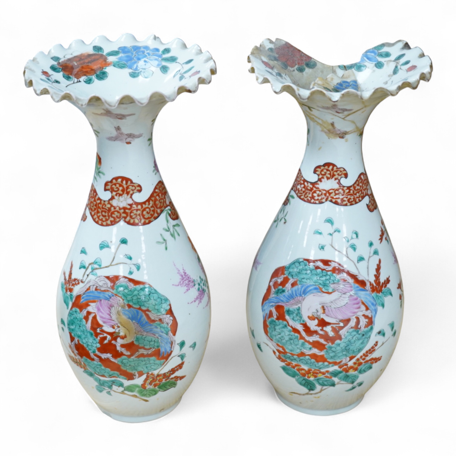 A pair of Japanese porcelain vases, Meiji period, 33cm high